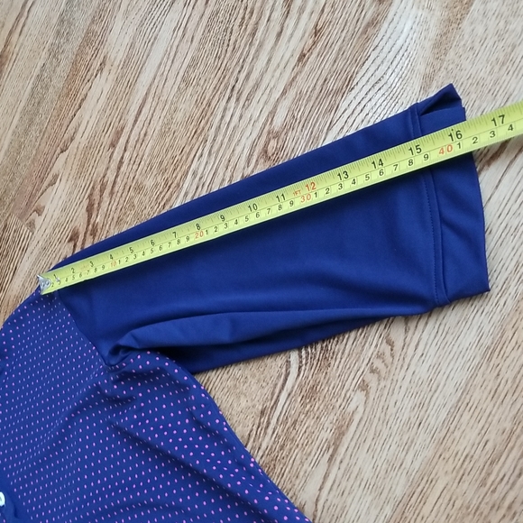 (M) Loft 8° Performance Wear Ruffle Collar Dot Pattern Top Golf Athleisure - Picture 5 of 8